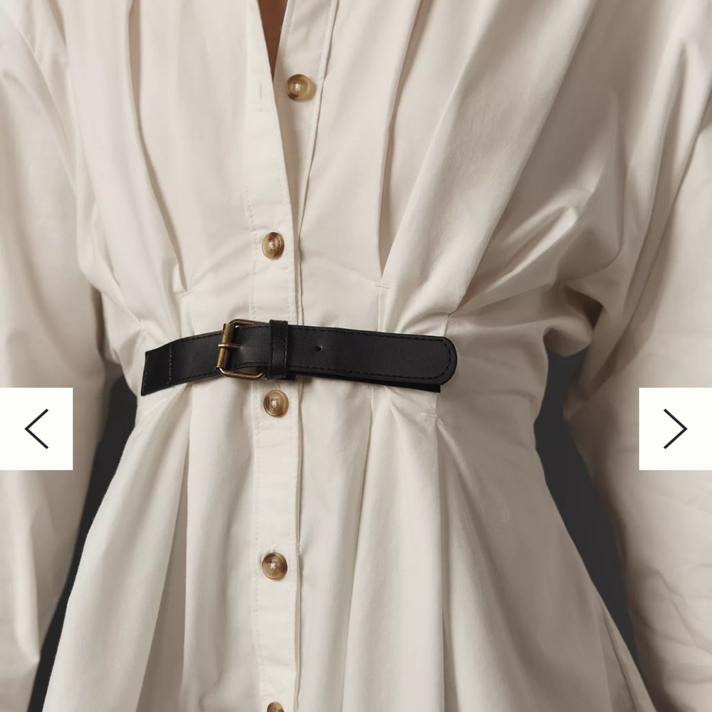Anthropologie White Button-Down Shirt with Belt - Picture 6 of 6